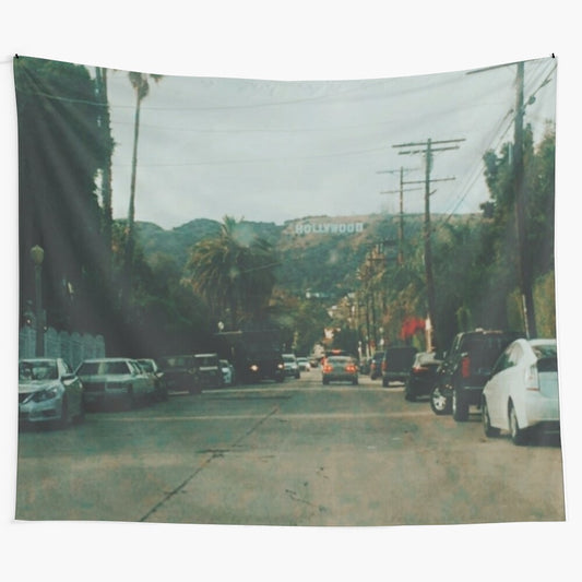 Hollywood Hills Skyline Tapestry Featuring Vintage California Scenery