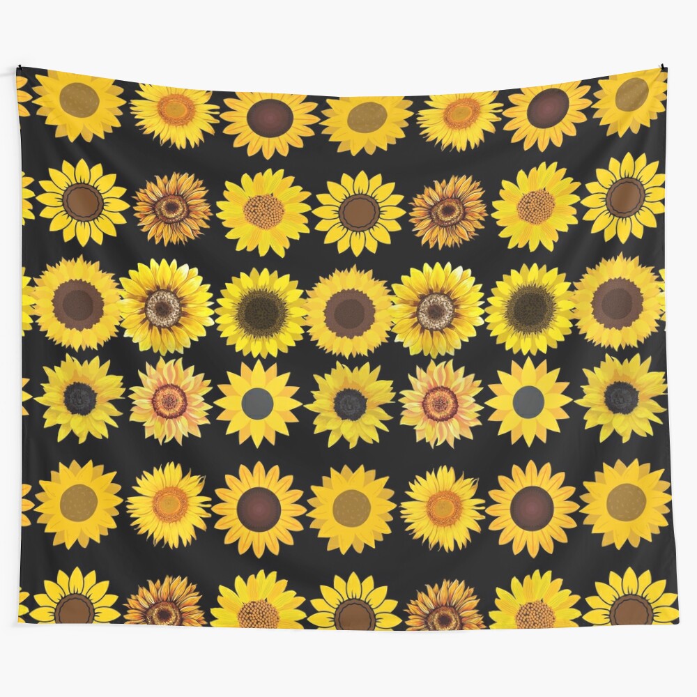 Sunflower pattern tapestry with various sunflower varieties