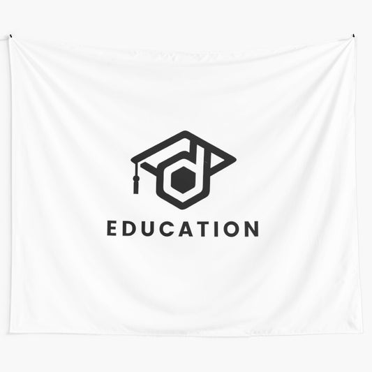 Educational tapestry with classroom-themed design and inspirational quote