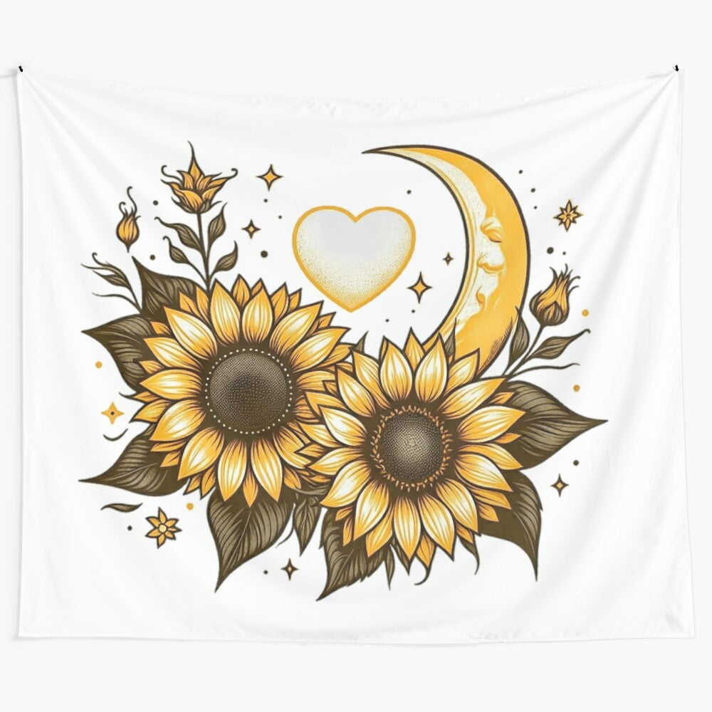 Sunflower tapestry with vibrant yellow petals and tall stems