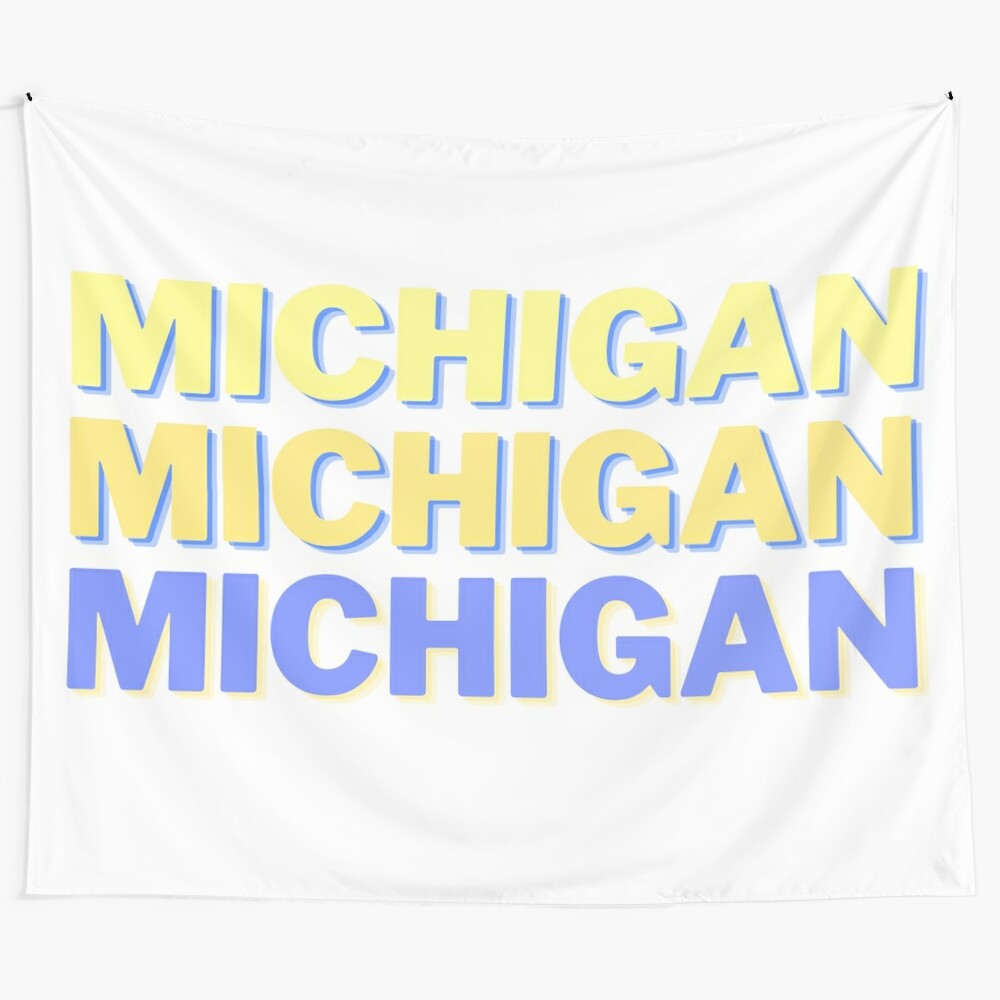 Michigan Collegiate Tapestry featuring the University of Michigan logo and colors