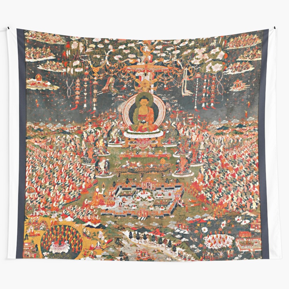 Amitabha Buddha Mandala Tapestry depicting the Sukhavati Pure Land