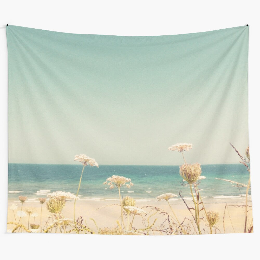 Water and lace tapestry showcasing a natural, coastal landscape