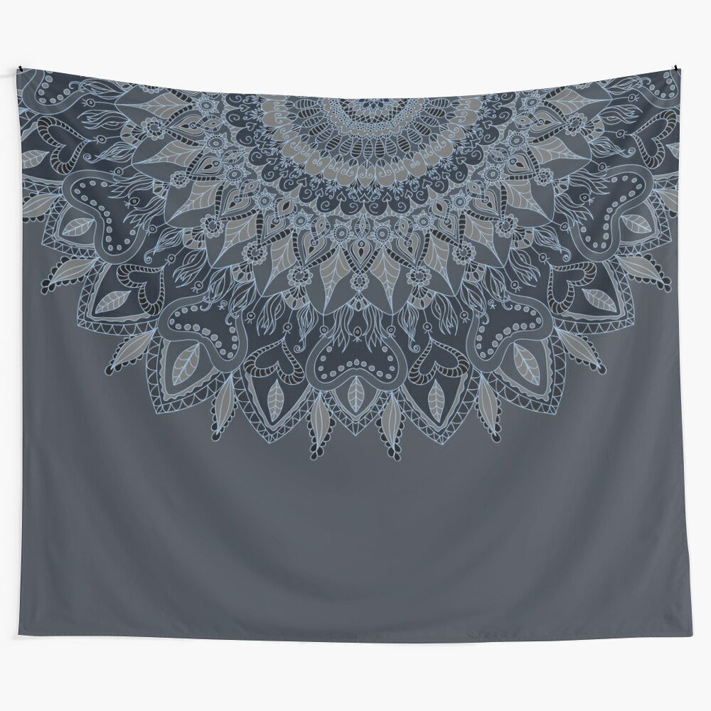 Dark mandala tapestry with bohemian, ethnic design