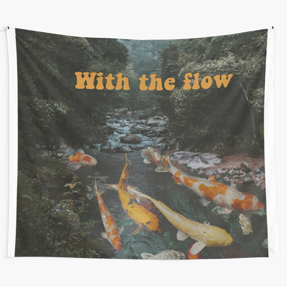 With the Flow Tapestry - Abstract nature-inspired digital collage wall art