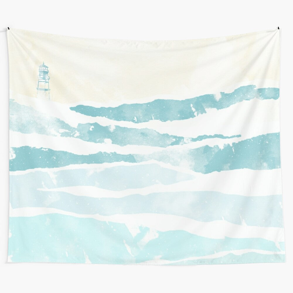 Serene coastal tapestry featuring stunning sea waves and a natural landscape