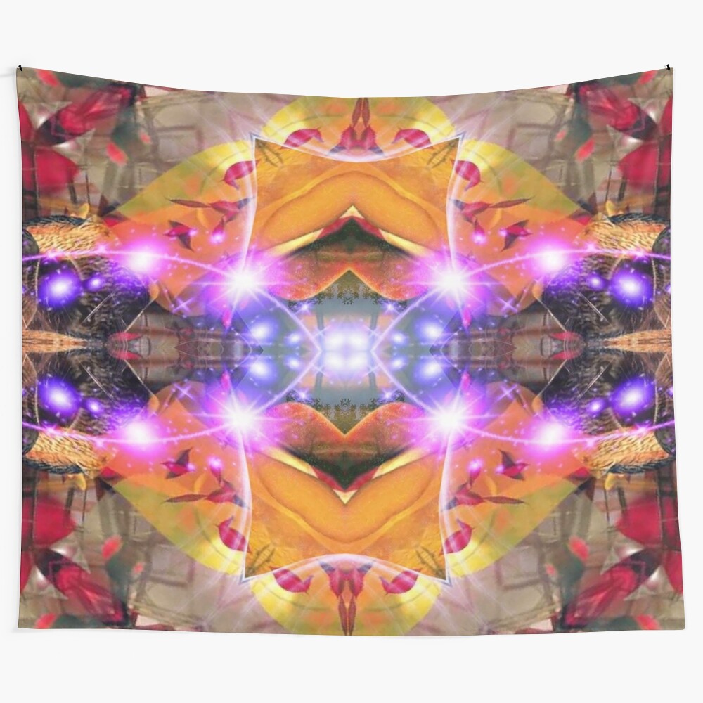 Colorful abstract flower tapestry with nature-inspired patterns