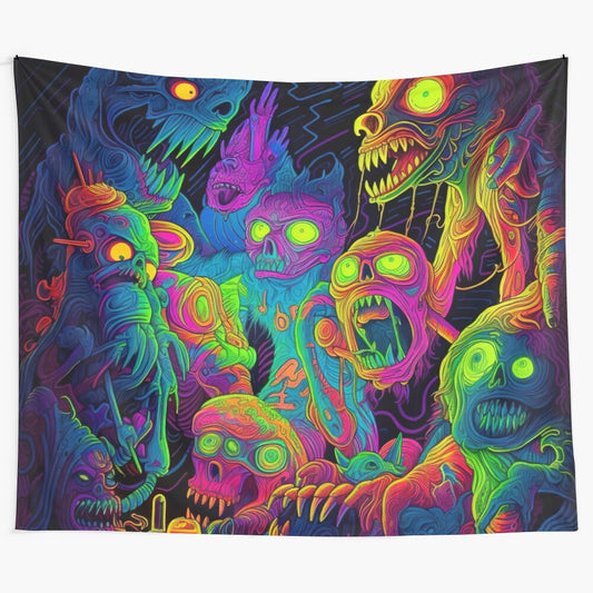 Blacklight Tapestry featuring Psychedelic Monster Artwork