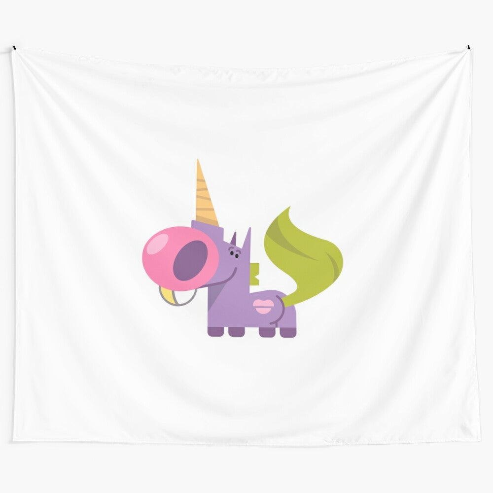 Whimsical unicorn tapestry with rainbow colors and a magical design