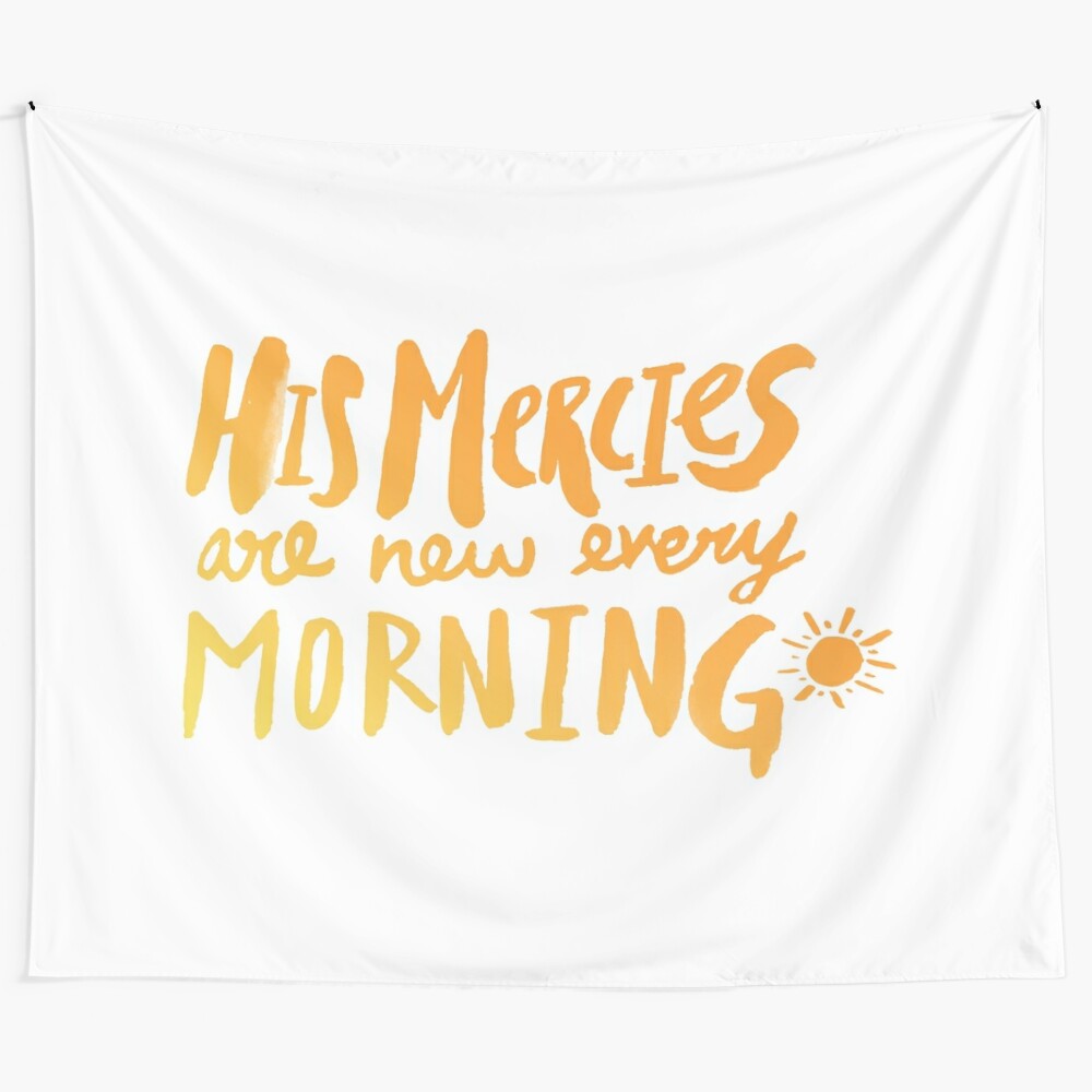 Serene sunrise tapestry with biblical verse