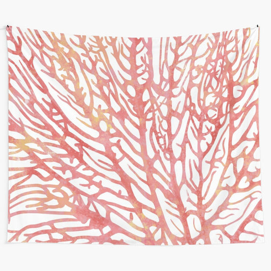 Nautical ocean coral and pink inspired watercolor tapestry