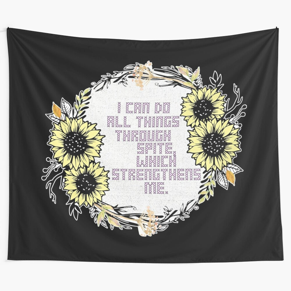 Inspirational sunflower cross stitch tapestry with motivational quote