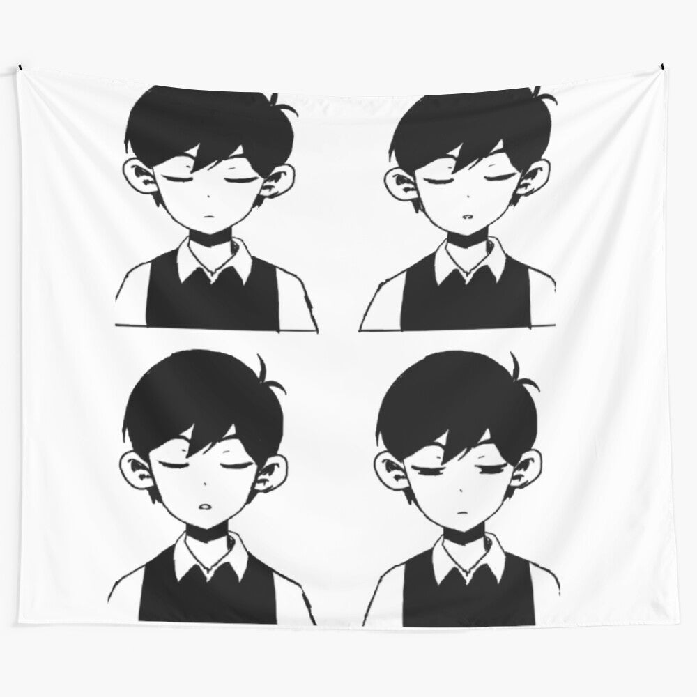 Omori video game inspired tapestry featuring the young hero character