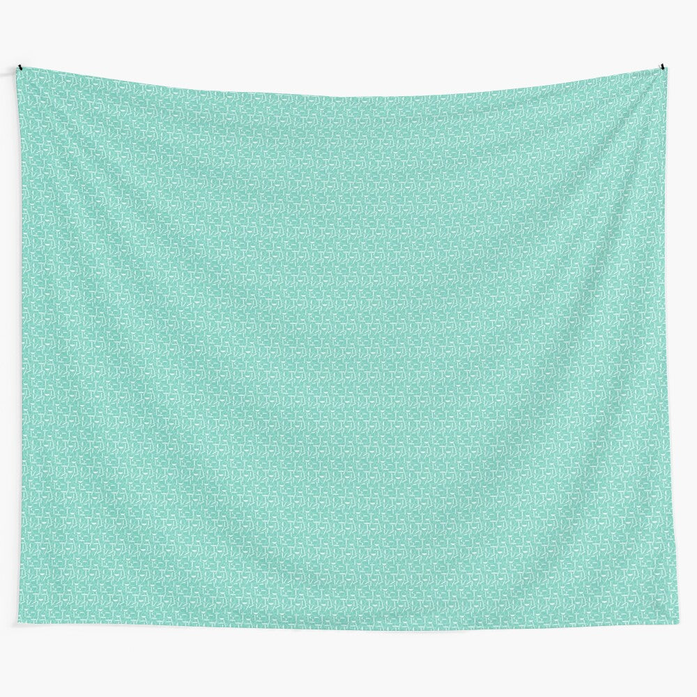 Teal letters tapestry with alphabet design for educational nursery decor