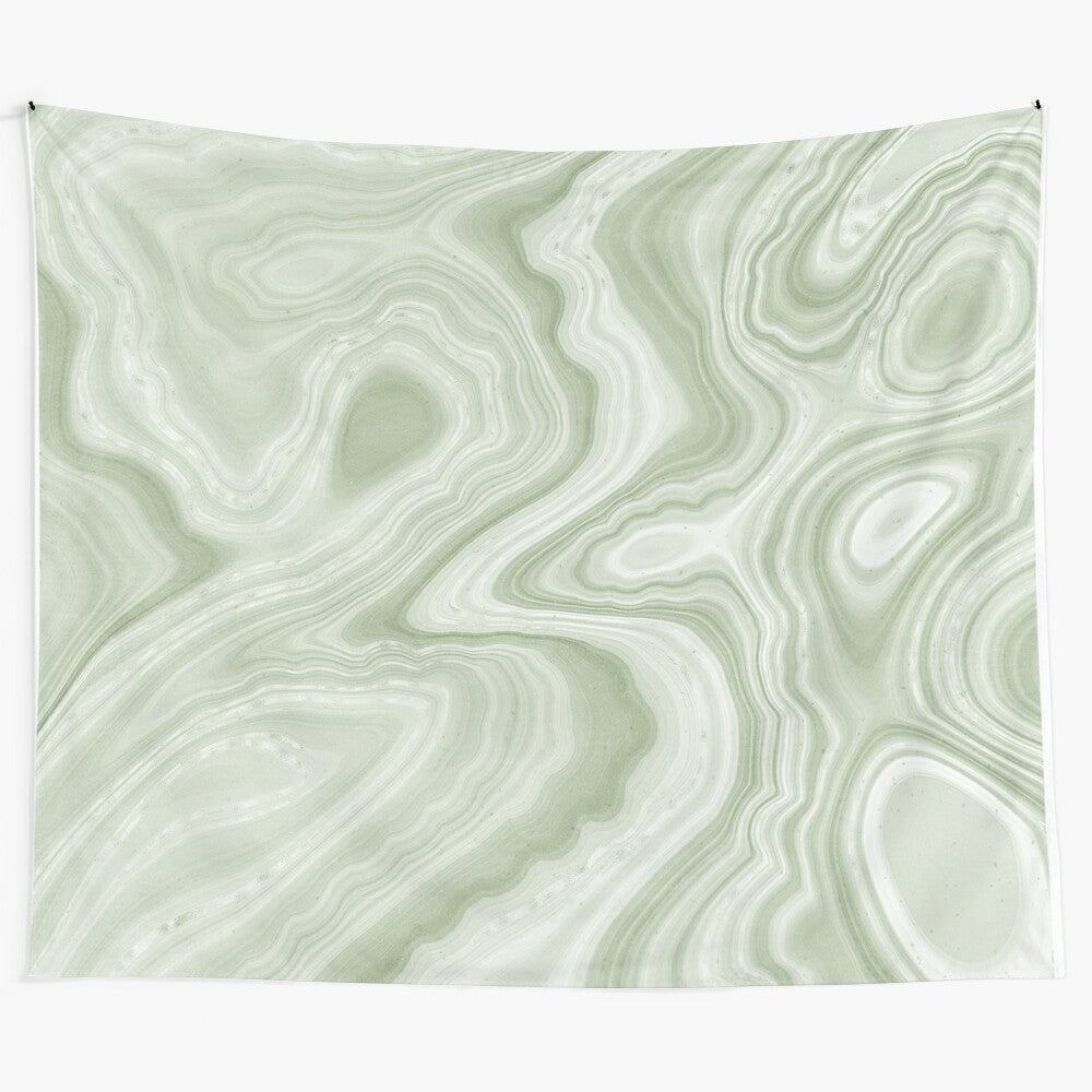 Sage green agate marble tapestry wall art