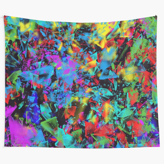 Colorful broken glass tapestry with abstract, artistic, and psychedelic design