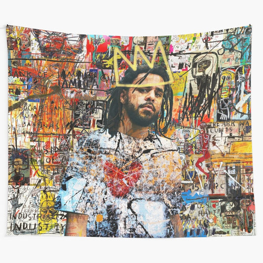 J. Cole portrait tapestry featuring the acclaimed rapper, lyricist, and musician