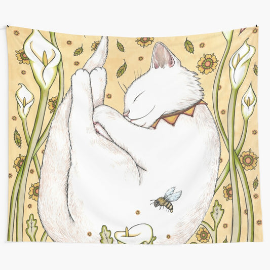 Butterflies and bees tapestry with floral patterns and nature-inspired design