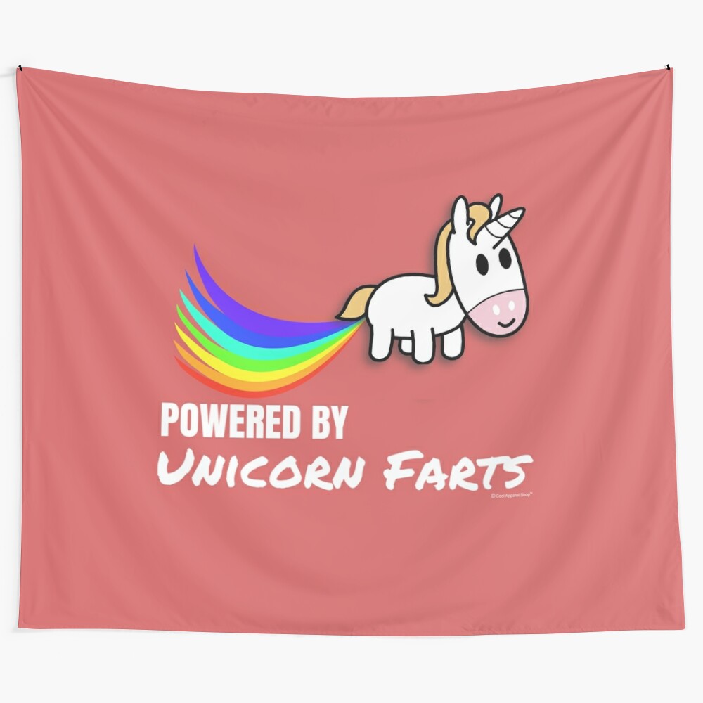 Whimsical unicorn tapestry with rainbow accents for magical home decor