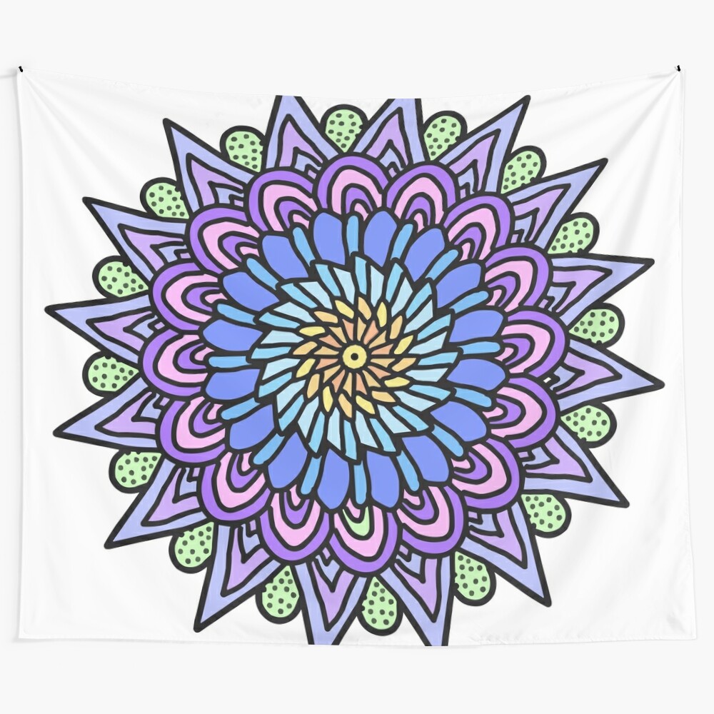 Colorful mandala design tapestry for bedroom or living room wall