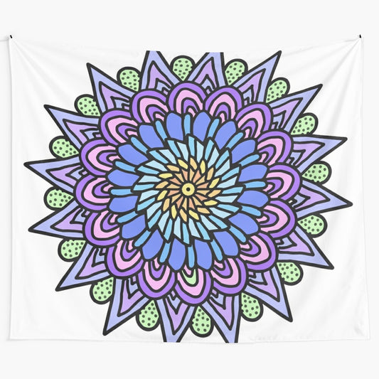 Colorful mandala design tapestry for bedroom or living room wall