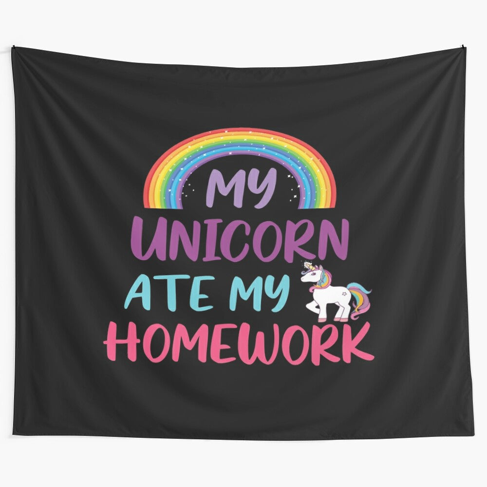 Magical unicorn tapestry with stars and galaxy background