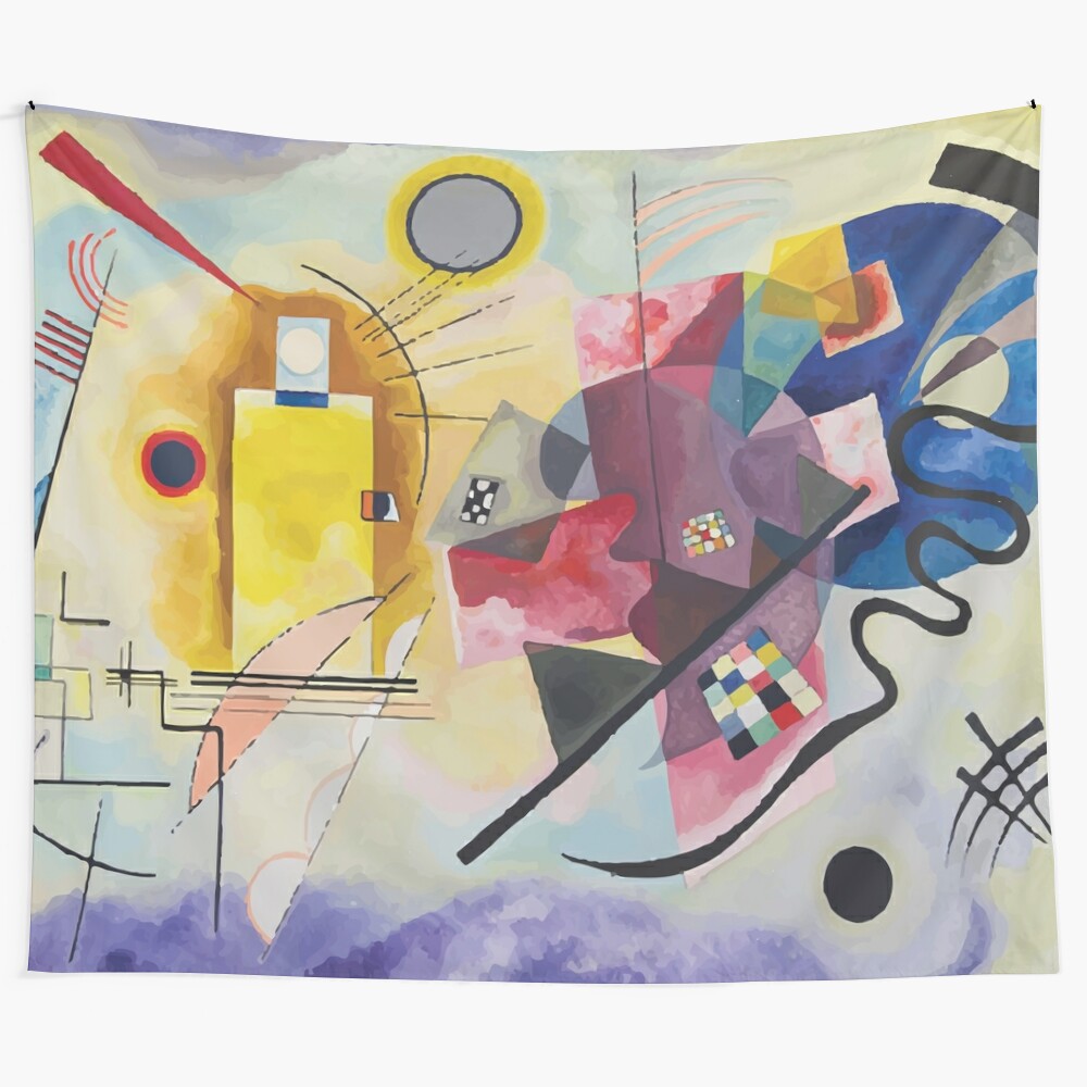 Colorful abstract tapestry inspired by the artwork of Wassily Kandinsky