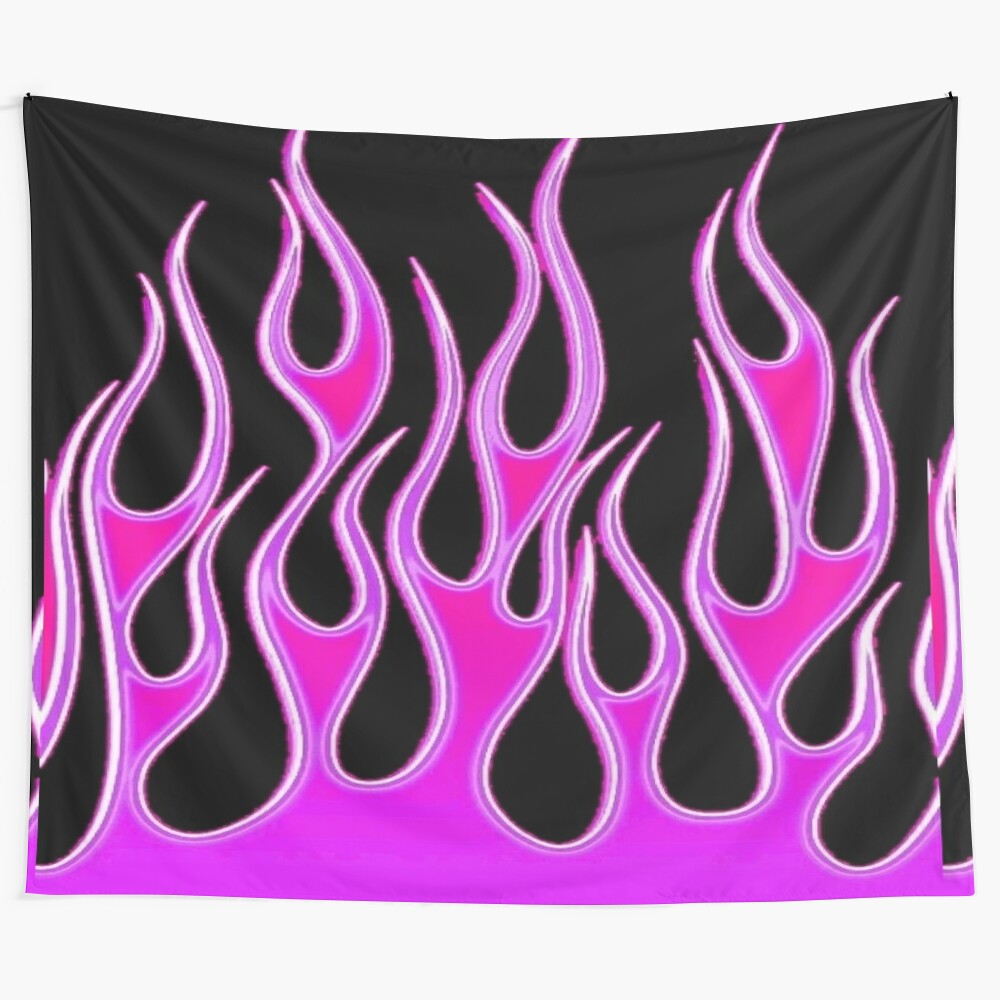 Stylish black and pink flames tapestry with a modern, trendy design