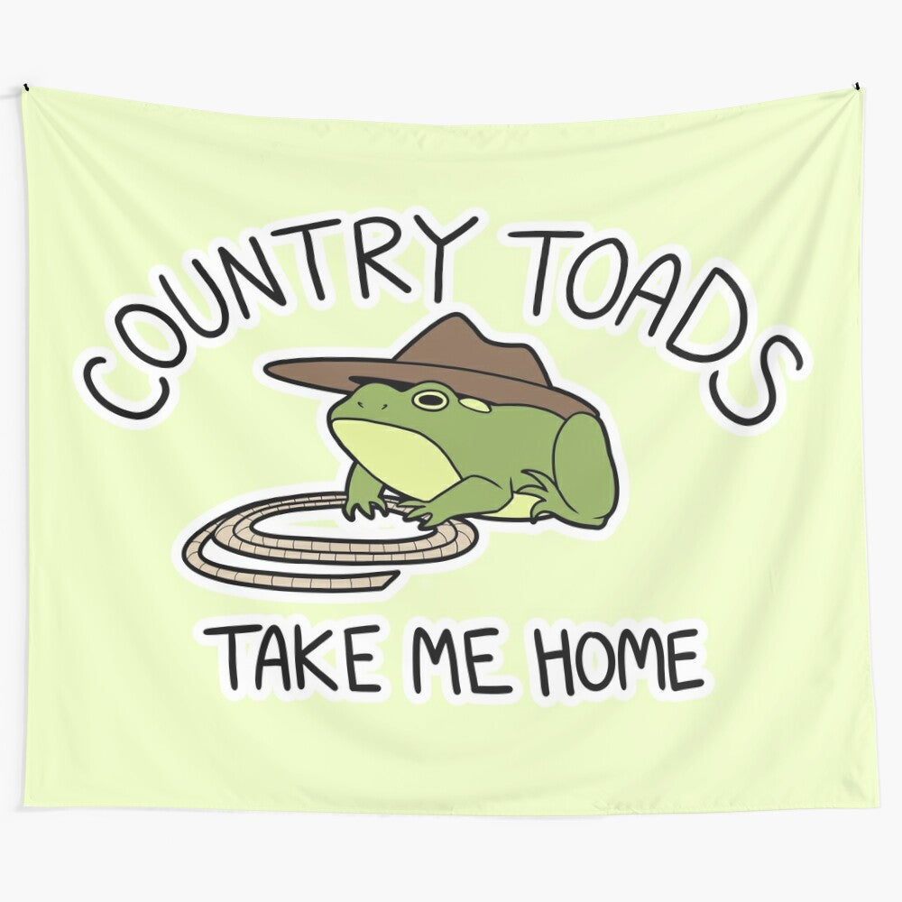 Rustic country toads tapestry with frogs and nature wildlife