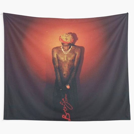 Tapestry featuring a stylized image of music artist Young Thug