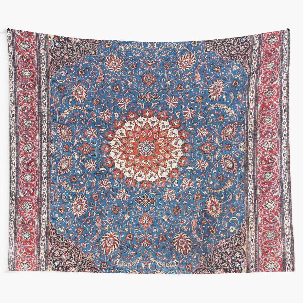 Sarouk antique Persian rug inspired tapestry with floral and tribal patterns