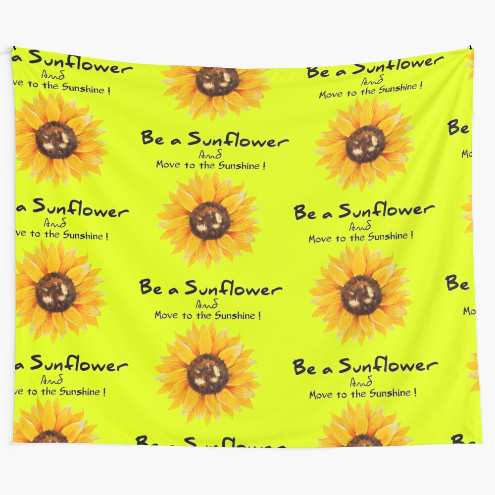 Watercolor sunflower tapestry wall hanging with hand-painted yellow flowers