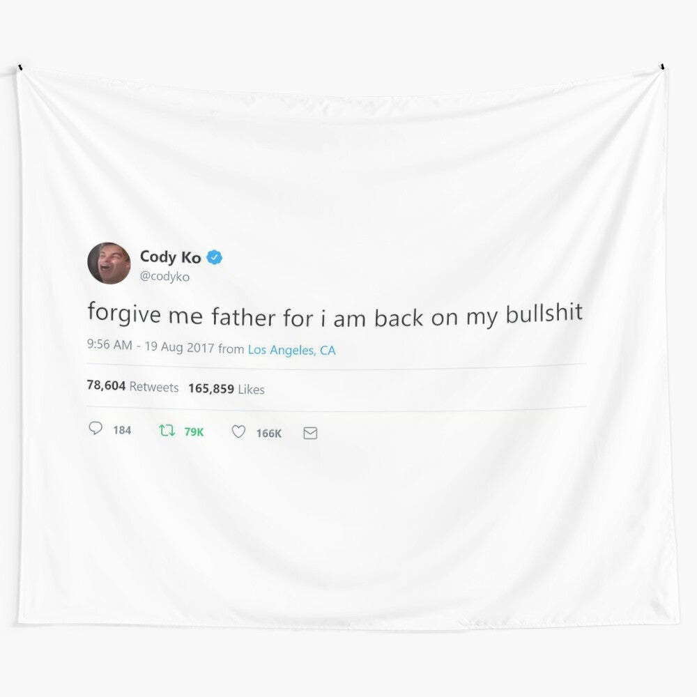 Cody Ko Tweet Tapestry featuring funny social media humor