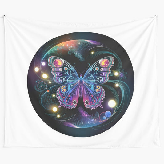 Captivating butterfly tapestry depicting a cosmic landscape