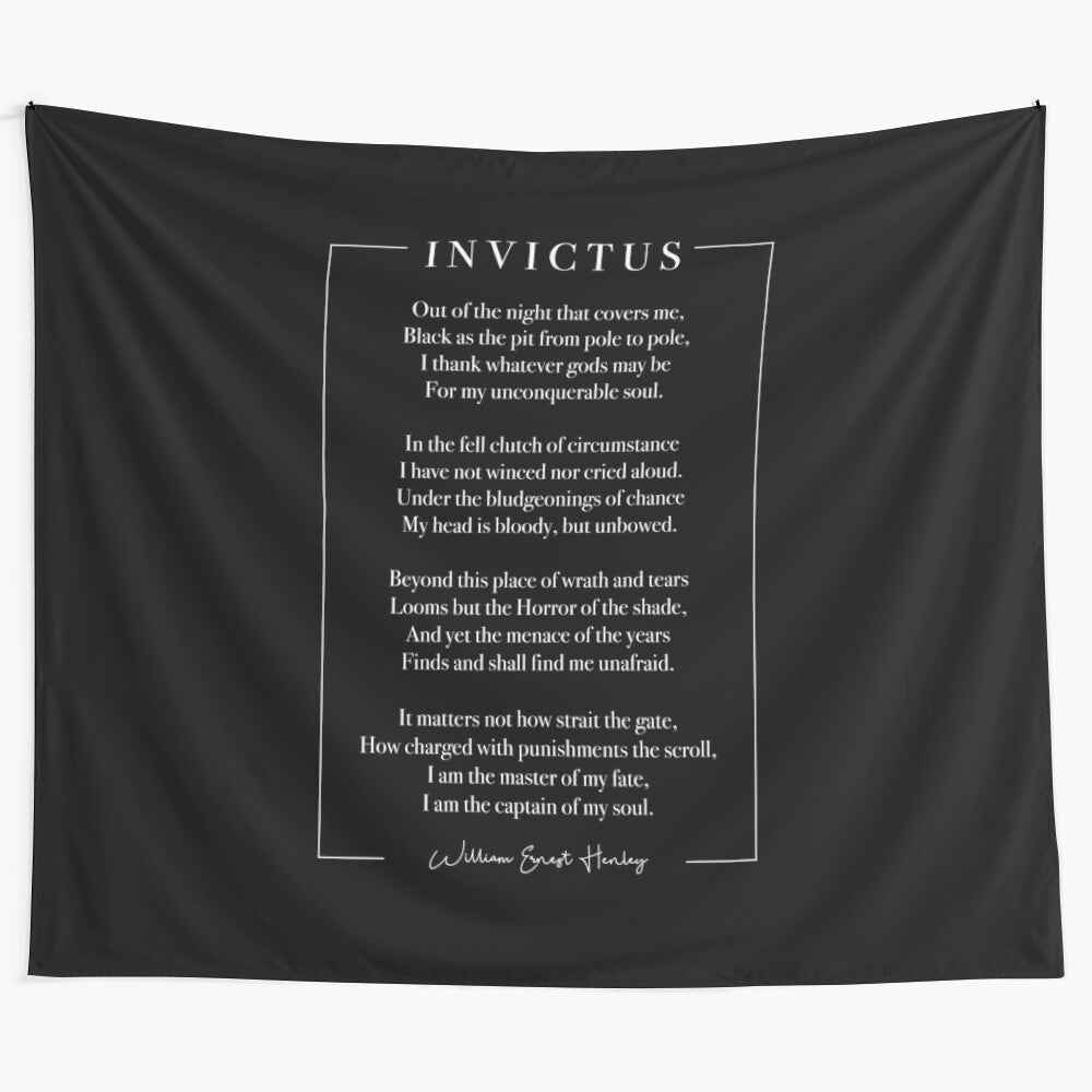 Invictus Minimalist Tapestry featuring the Inspirational Poem by William Ernest Henley