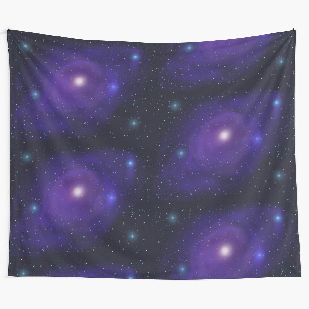 Stunning tapestry featuring a galaxy, stars, and cosmic elements