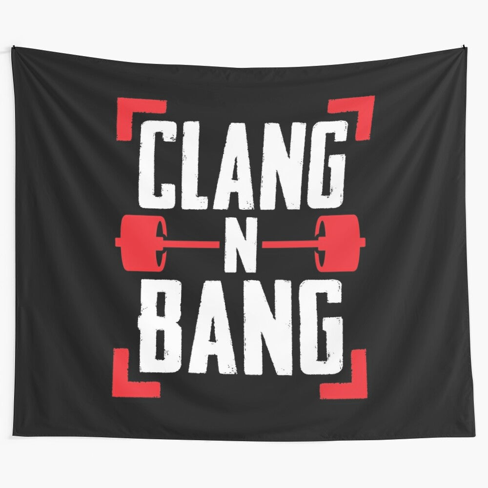 Clang N Bang Tapestry - Barbell and Weight Lifting Motivation