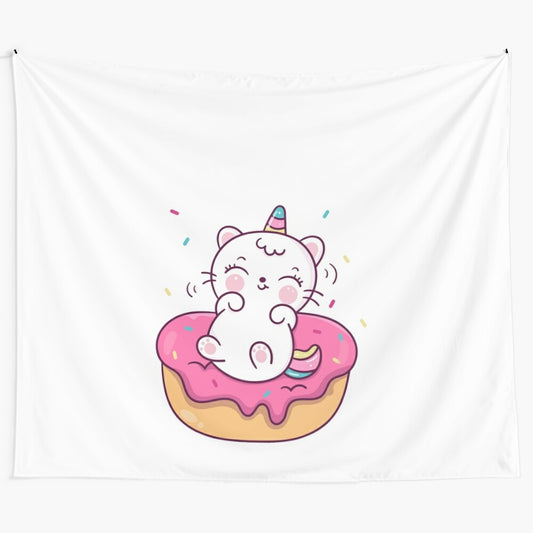 Vibrant unicorn tapestry with rainbow horn, ideal for unicorn-themed home decor