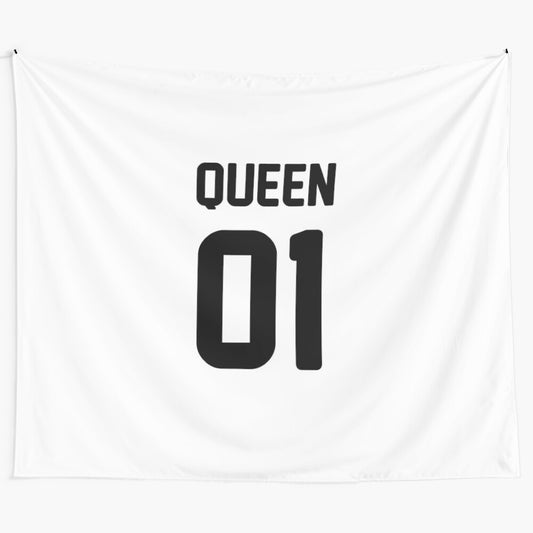 Queen-themed tapestry featuring floral patterns and inspirational text for the special mom