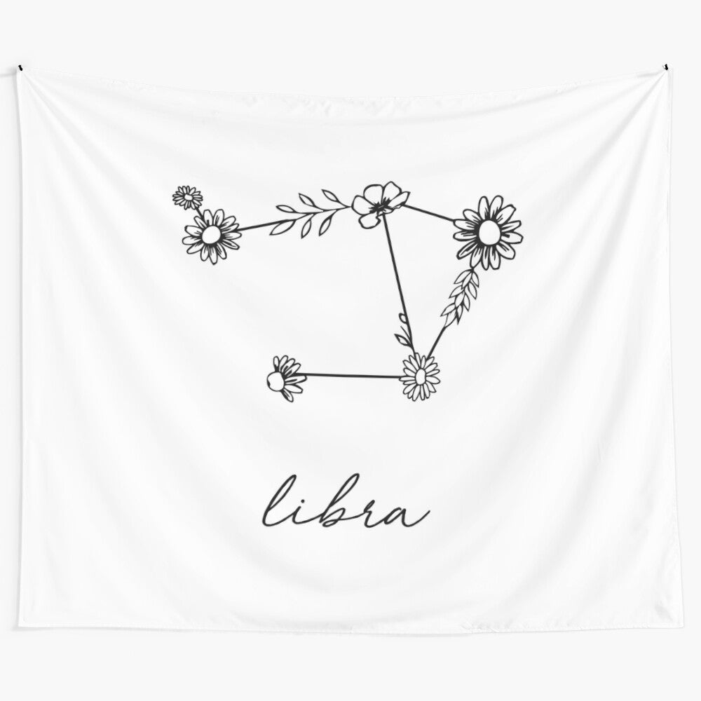 Libra zodiac wildflower constellation tapestry wall hanging