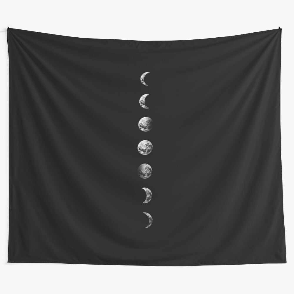 Vibrant moon phases tapestry depicting the waxing and waning of the lunar cycle