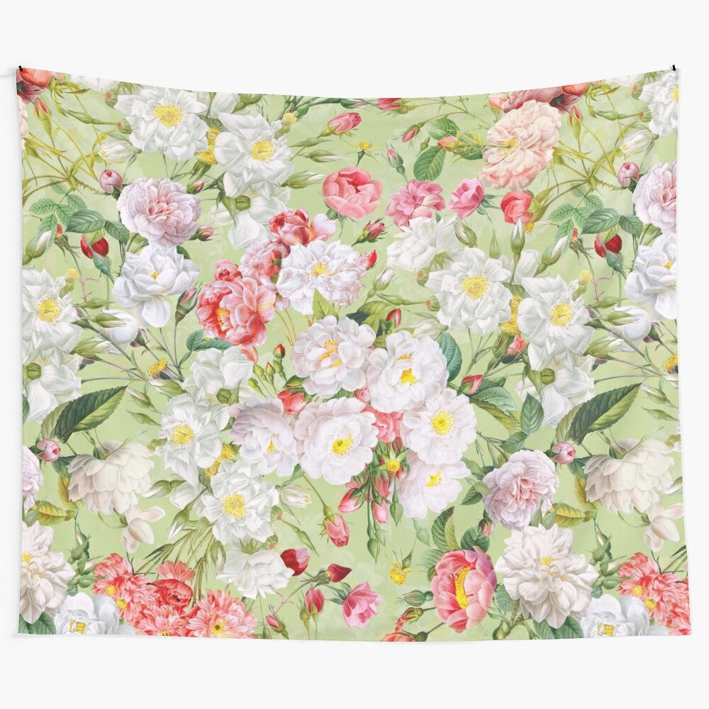 Stunning summer dreams floral tapestry with watercolor flowers and tropical plants