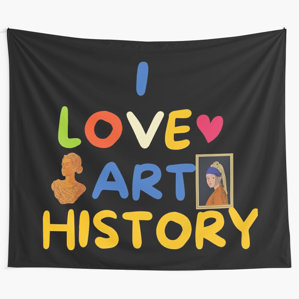 Colorful art history themed tapestry for educational settings and students