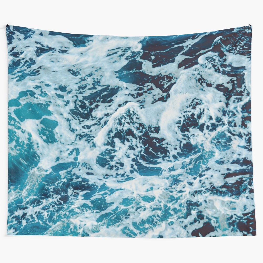 Turquoise blue ocean waves tapestry