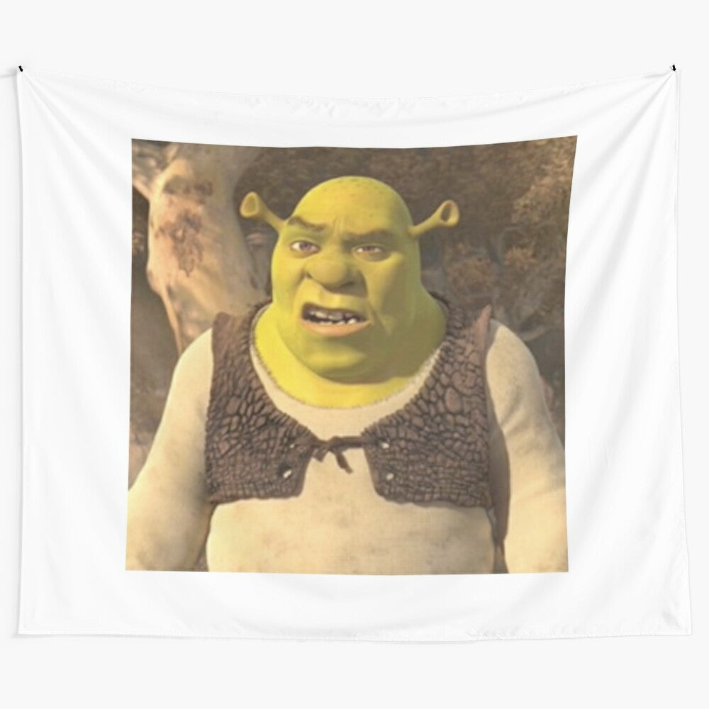 Confused Shrek character tapestry wall hanging for home décor