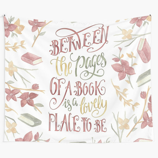 Floral Book Pages Tapestry - Watercolor Bookish Art