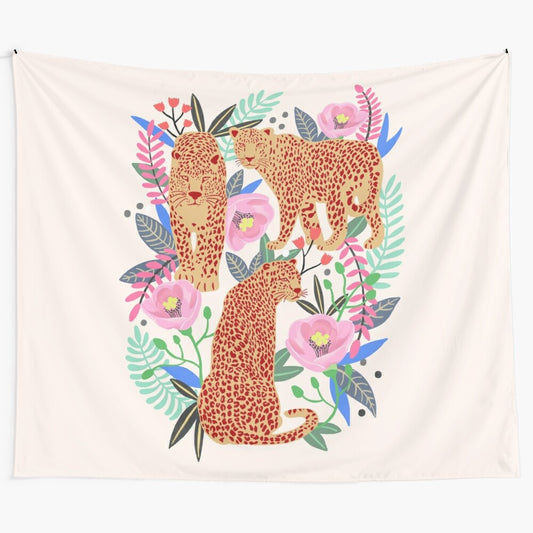 Stunning leopard and flower print tapestry for home decor