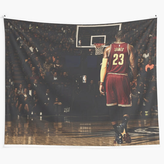 Lebron James Tapestry featuring basketball player in action