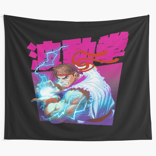 8-bit Street Fighter Ryu Hadoken tapestry