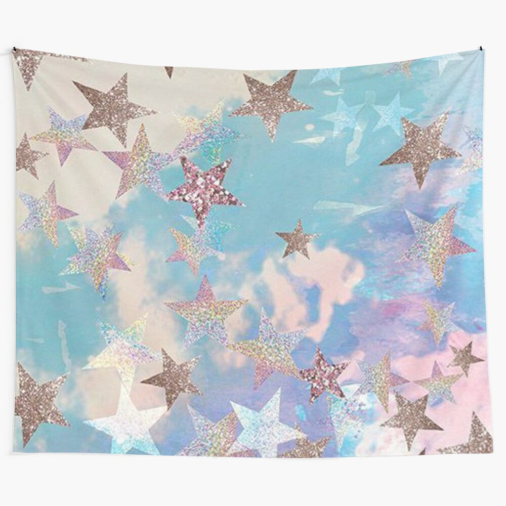 Colorful tapestry featuring a modern design for college and dorm rooms